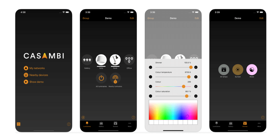Casambi App - Einblicke via Screenshots