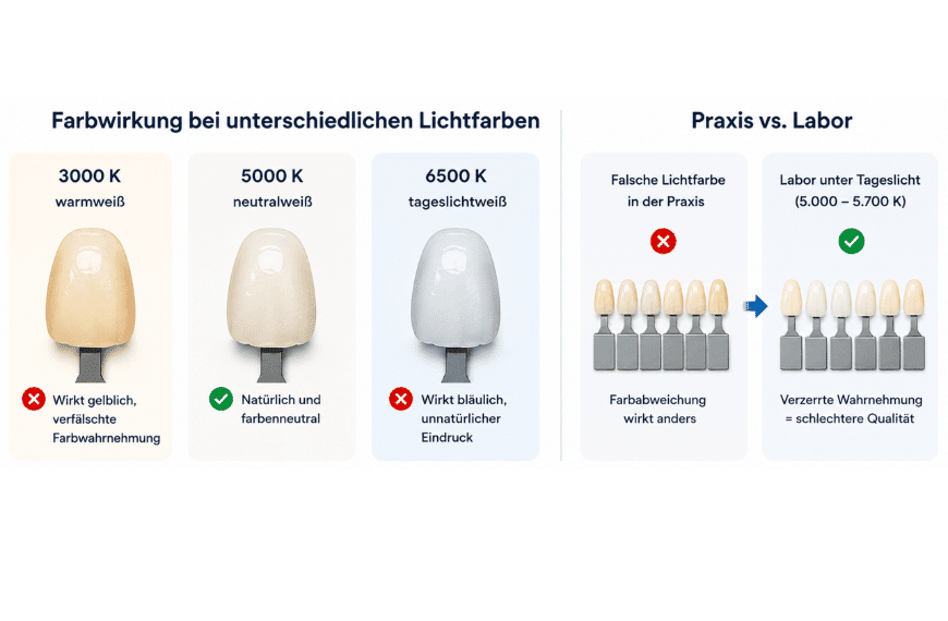Richtige Lichtfarbe für präzise Farbwiedergabe in der Zahnarztpraxis